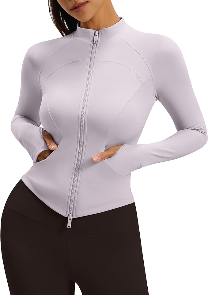 Gacaky Womens Cropped Workout Running Jackets Lightweight Slim Fit Athletic Yoga Jacket Full Zip Tops with Pocket