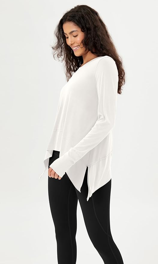 ODODOS Women's Modal Soft Long Sleeve Tee with Thumb Hole Athletic Gym Workout Tops Yoga Shirts