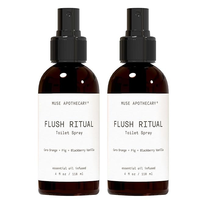 Muse Apothecary Flush Ritual - Aromatic & Refreshing Toilet Spray, Use Before You Go, 4 oz, Infused with Natural Essential Oils - Cara Orange + Fig + Blackberry Vanilla, 2 Pack