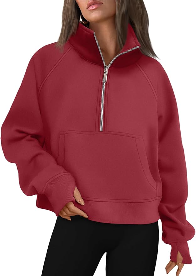 AUTOMET Womens Sweatshirts Half Zip Cropped Pullover Fleece Quarter Zipper Hoodies 2026 Fall Fashion Outfits Clothes