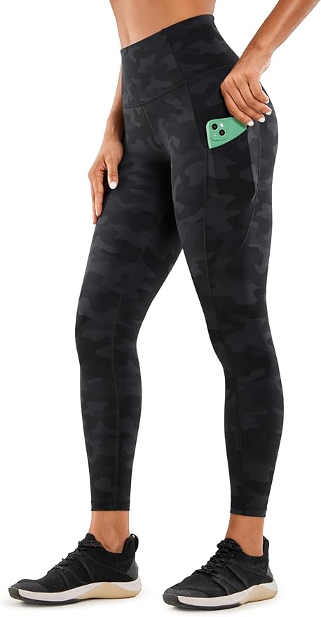 CRZ YOGA Naked Feeling Workout Leggings Pockets 25'' - High Waisted Womens Yoga Pants Running Tights