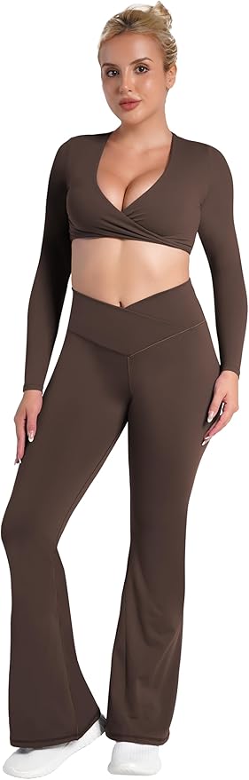 Sunzel Flare Leggings, Crossover Yoga Pants with Tummy Control, High-Waisted and Wide Leg