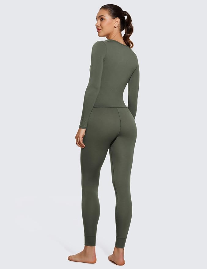 CRZ YOGA Soft Thermal Underwear Sets for Women Lightweight Long Johns Base Layer Pajamas Warm Top Bottom