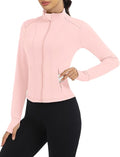 Loovoo Women's Workout Jacket Lightweight Zip Up Athletic Jackets Cropped Slim Fit Running Yoga Tops with Pockets