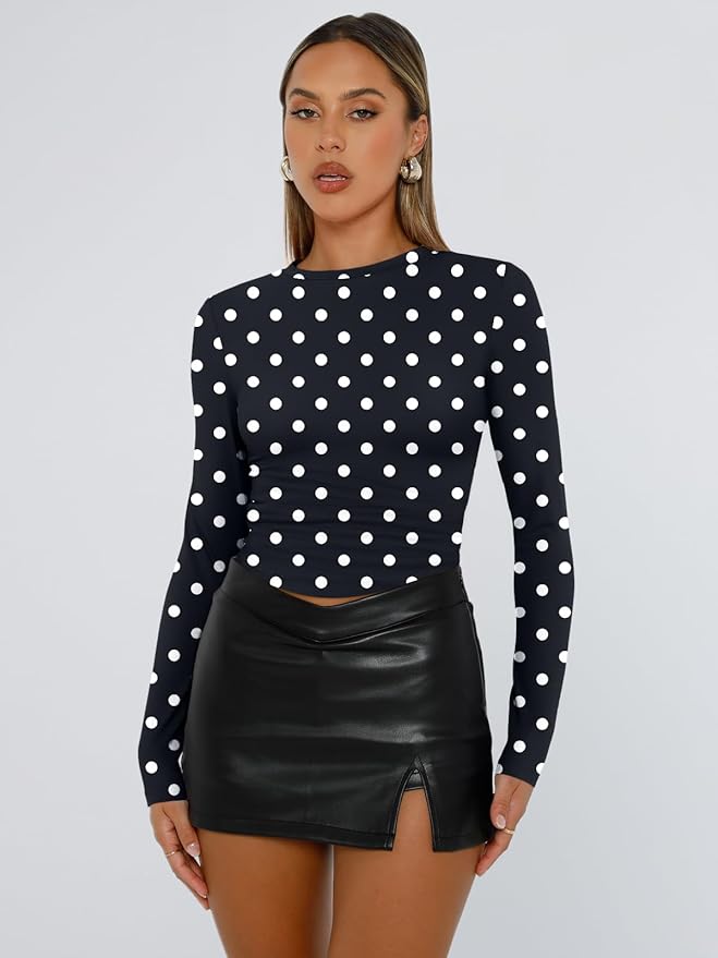 Trendy Queen Womens Long Sleeve T Shirts Fall Fashion 2026 Basic Crop Tops Going Out Outfits Y2k Clothes