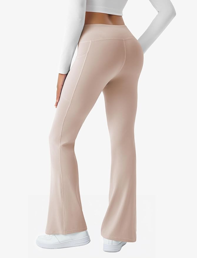 COPYLEAF Women's Flare Yoga Pants with Pockets V Crossover High Waisted Bootcut Yoga Leggings-Flare Workout Gym Leggings