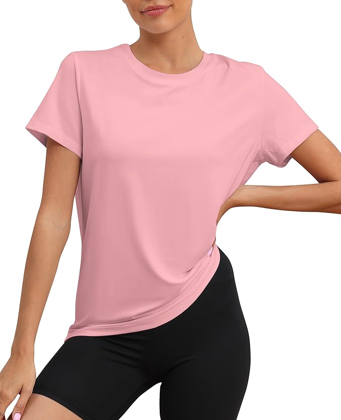 KevaMolly Workout Tops for Women UPF50+ Breathable Loose Fit Yoga T Shirts Short Sleeve Running Gym Athletic Tee Top