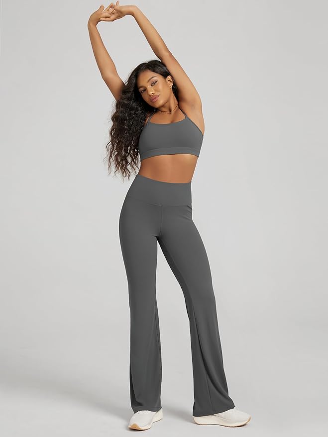 ODODOS Women's Powerful Tummy Control Flared Yoga Pants 2.0 High Waist Workout Bootcut Leggings with Inner Pocket- 29" / 31"