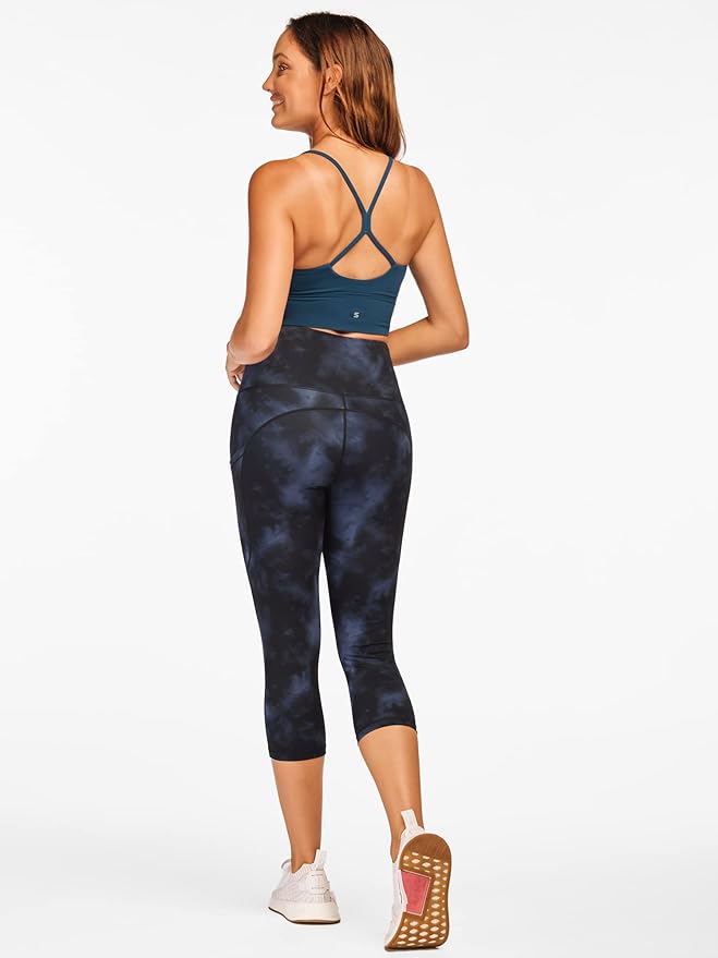 Stelle Women's Capri Yoga Pants with Pockets Essential High Waisted Leggings for Workout