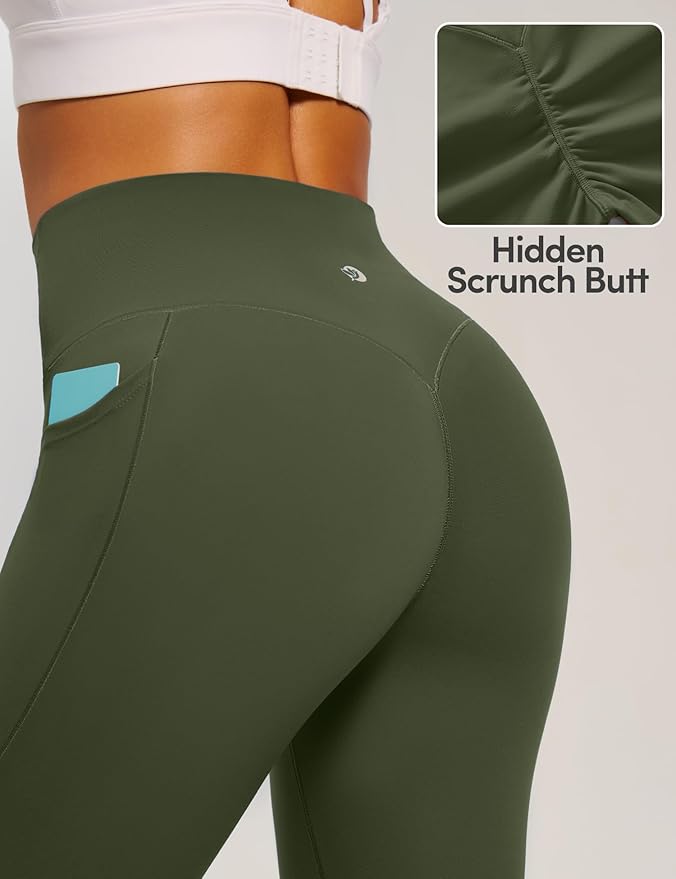 IUGA Invisible Scrunch Butt Lifting Leggings for Women No Front Seam Workout Leggings with Pockets Tummy Control Yoga Pants