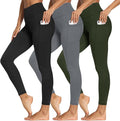 3 Packs Leggings with Pockets for Women, Soft High Waisted Tummy Control Workout Yoga Pants