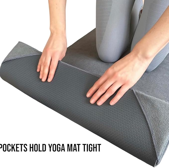 Yoga Towel, Non Slip Hot Yoga Mat Towel with Corner Pockets, 100% Microfiber, Mat-Sized 24" x 72", Sweat Absorbent, Perfect for Hot Yoga, Bikram, Pilates and Yoga Mats (Light Pink)