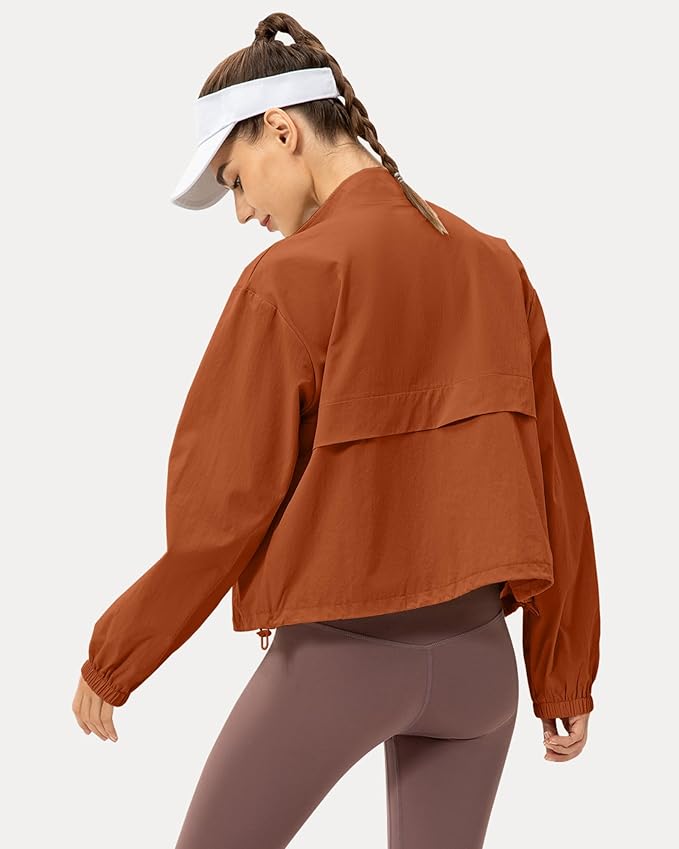 Locachy Women's Lightweight Zip Up Athletic Jacket Stand Collar Windproof Sun Protection Workout Outdoor Jacket