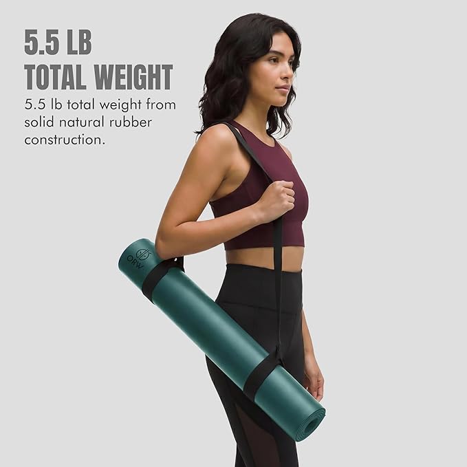 ORW Non Slip Hot Yoga Mat - Grip Surface & Natural Rubber Base, REACH Tested, Home & Studio Practice