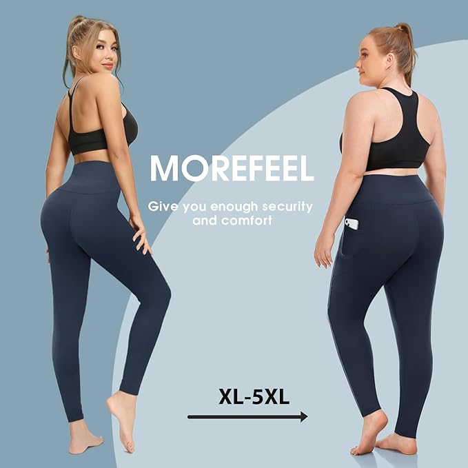 Plus Size Leggings for Women with Pockets-Stretchy XL-5XL Yoga Pants Tummy Control High Waist Workout Leggings
