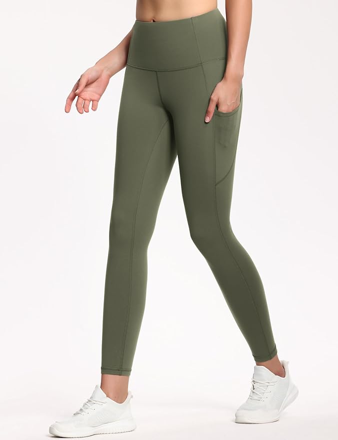 THE GYM PEOPLE Thick High Waist Yoga Pants with Pockets, Tummy Control Workout Running Yoga Leggings for Women