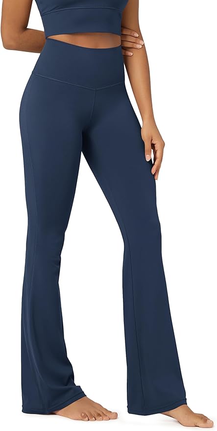 ODODOS Women's Powerful Tummy Control Flared Yoga Pants 2.0 High Waist Workout Bootcut Leggings with Inner Pocket- 29" / 31"