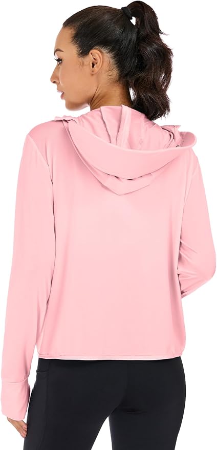VUTRU Women UPF 50+ Sun Protection Jacket Hoodie Lightweight Full Zip Pockets Running Shirts Long Sleeve for Hiking Outdoor