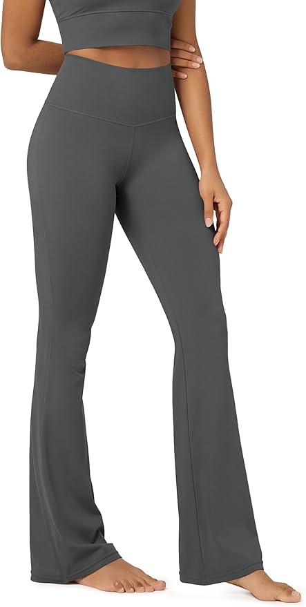 ODODOS Women's Powerful Tummy Control Flared Yoga Pants 2.0 High Waist Workout Bootcut Leggings with Inner Pocket- 29" / 31"