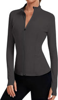 LOMON Women's Athletic Jackets Cropped Long Sleeve Workout Tops Yoga Zip Up Jackets Gym Tops Golf Shirts