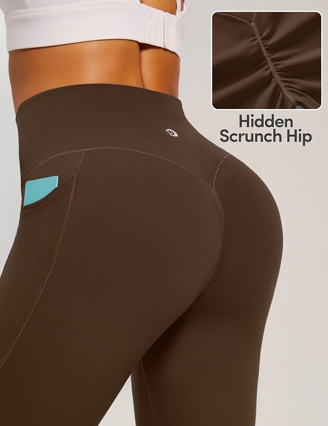 IUGA Invisible Scrunch Butt Lifting Leggings for Women No Front Seam Workout Leggings with Pockets Tummy Control Yoga Pants