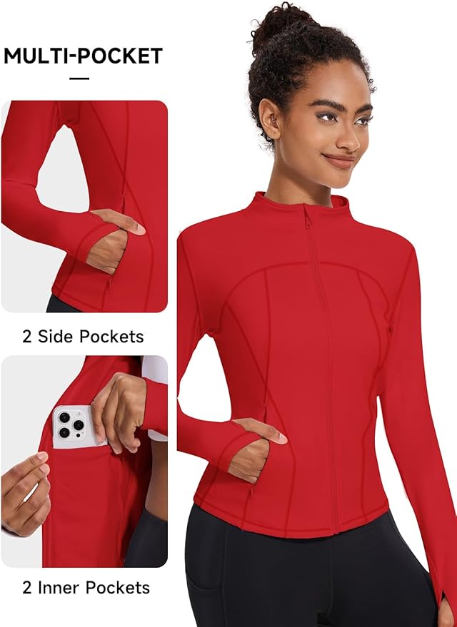 VUTRU Womens Workout Yoga Jacket Lightweight Zip Up Athletic Jacket Lightweight Cropped Jacekt with Pockets