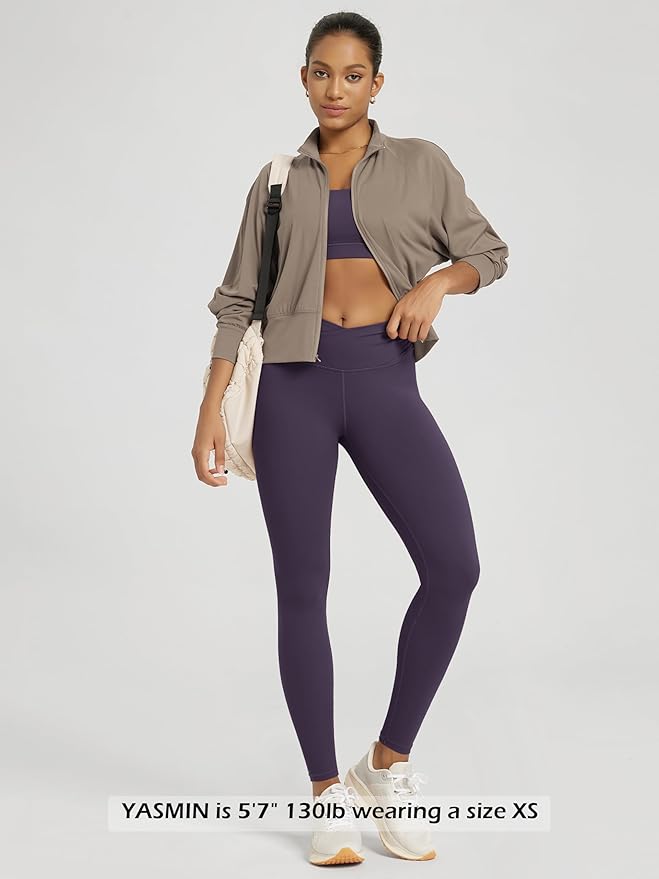 ODODOS Women's Cross Waist Yoga Leggings with Inner Pocket, 23"/25"/28" Gathered Crossover Workout Yoga Pants