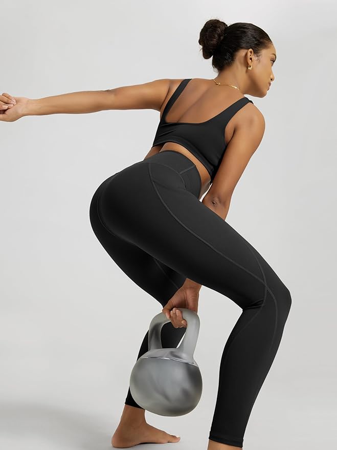 ODODOS Women's High Waisted Yoga Leggings with Pockets, Tummy Control Non See Through Workout Athletic Running Yoga Pants