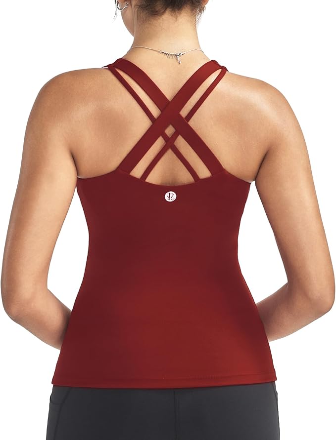 RUNNING GIRL Tank top with Built in Bra for Women,Compression Shirts Crisscross Back Workout Yoga Tops