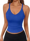 Trendy Queen Womens Racerback Ribbed Tank Tops Soft Stretch V Neck Workout Casual Tops Summer Sleeveless Crop Camisole