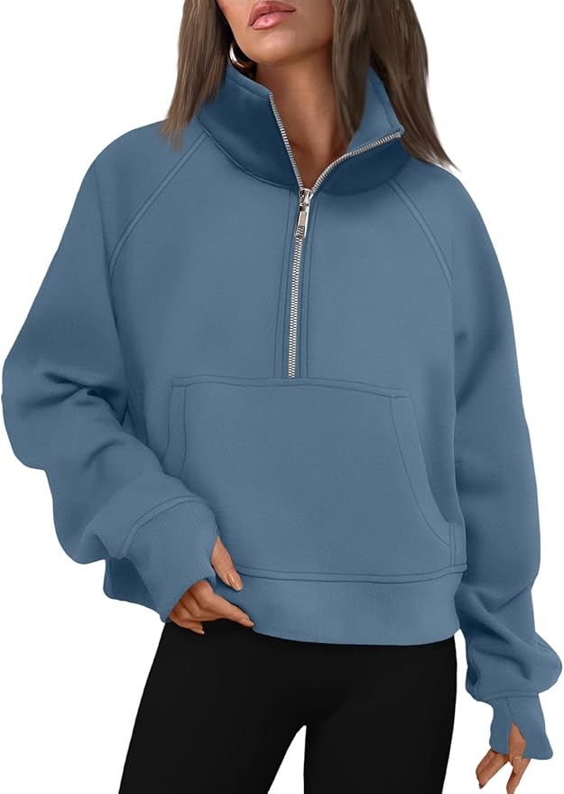 AUTOMET Womens Sweatshirts Half Zip Cropped Pullover Fleece Quarter Zipper Hoodies 2026 Fall Fashion Outfits Clothes