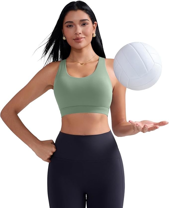 RUNNING GIRL Sports Bras for Women,Padded Strappy Sports Bras Criss-Cross Back Medium Support Sports Bras with Removable Cups