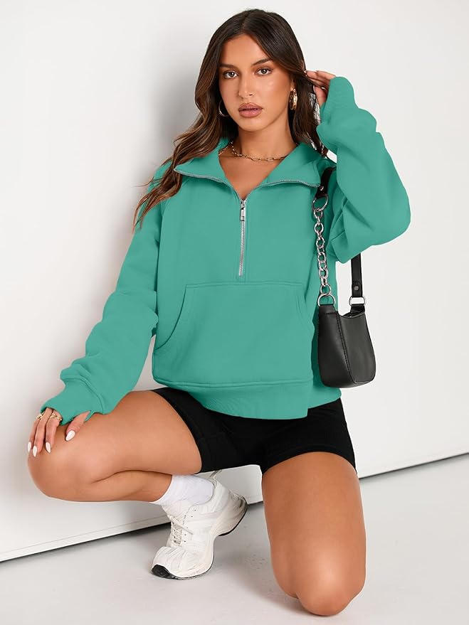 AUTOMET Womens Sweatshirts Half Zip Cropped Pullover Fleece Quarter Zipper Hoodies 2026 Fall Fashion Outfits Clothes