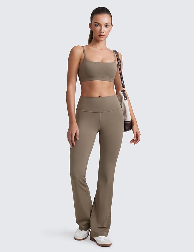 CRZ YOGA Butterluxe Adjustable Spaghetti Strap Sports Bras for Women - Scoop Neck Wireless Padded Yoga Workout Crop Top