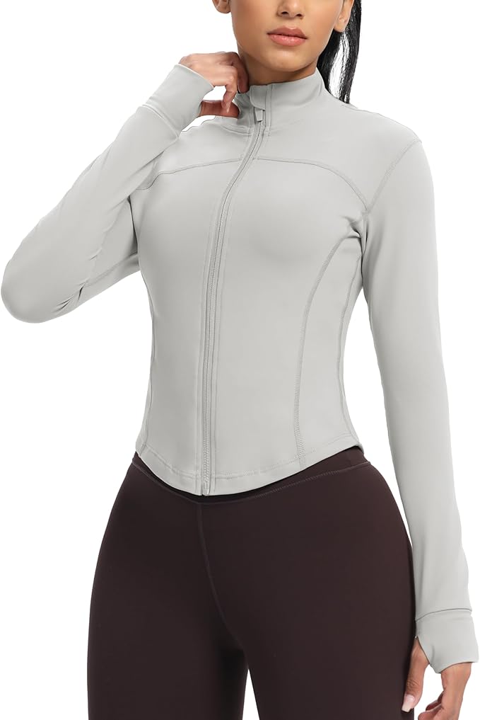 GYM RAINBOW Womens Zip Up Workout Jakcets Lightweight Slim Fit Running Athletic Jackets with Thumb Holes