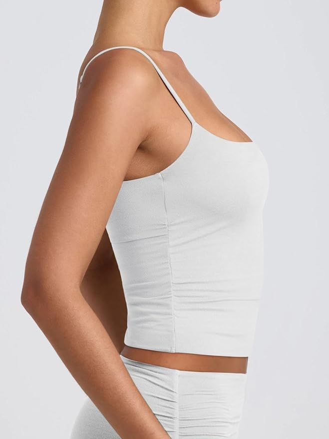 PINKMSTYLE Women's Basic Double Lined Scoop Neck Tank Tops Adjustable Cami Tank Summer Sleeveless Tops