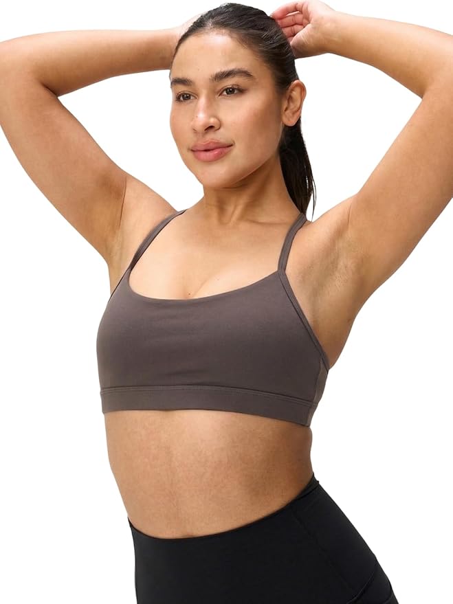 Womens Y Back Padded Sports Bra Strappy U Neck Butter Soft Low Impact Workout Bras Yoga Pilates Walking