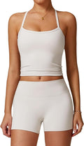 QBGJTD Two Piece Workout Sets For Women Tank Top Matching High Waist Booty Lifting Shorts Gym Yoga Active Wear Outfits