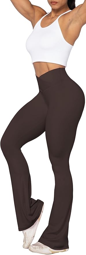 Sunzel Flare Leggings, Crossover Yoga Pants with Tummy Control, High-Waisted and Wide Leg