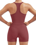 SUUKSESS Women 2 Piece Workout Sets High Waisted Biker Shorts with Pockets Built in bra Racerback Tank Tops