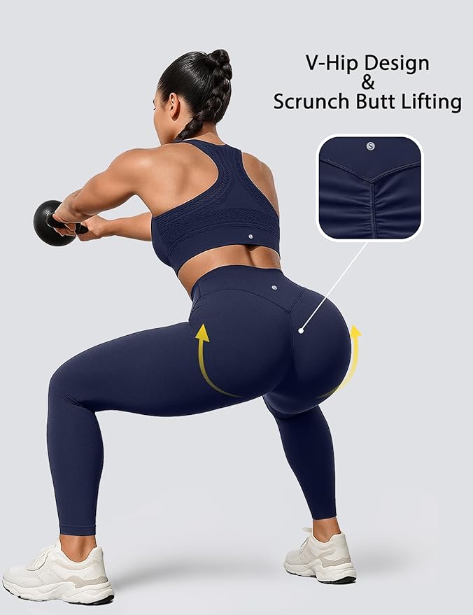 Sogetdo Yoga Leggings for Women Hidden Scrunch Butt Non See Through High Waisted No Front Seam Athletic Gym Workout Pants