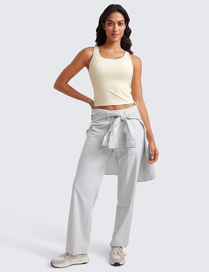 CRZ YOGA Butterluxe Double Lined Tank Tops for Women - Workout Casual Scoop Neck Racerback Crop Sleeveless Shirt