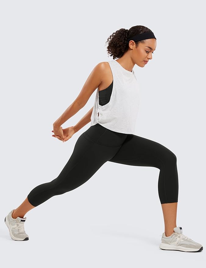 CRZ YOGA Butterluxe Workout Capri Leggings Pockets 21" - High Waisted Gym Athletic Womens Crop Yoga