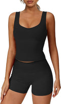 Alaroo Workout Sets for Women 2 Piece U Neck Crop Tank Top High Waisted Shorts Athletic Gym Yoga Outfits Activewear