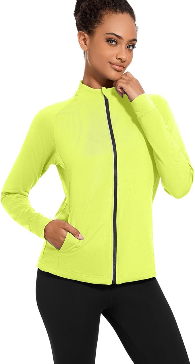 bpbtti Women's Polar Fleece Zip Up Workout Jackets with Pockets Slim Fit Cottony Soft Jacket for Running Athletic Yoga