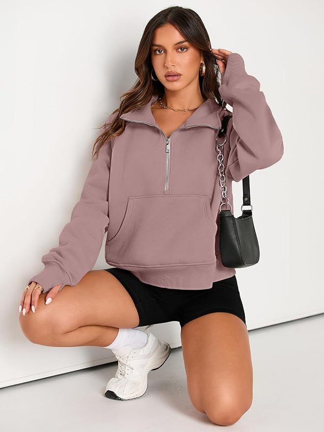 AUTOMET Womens Sweatshirts Half Zip Cropped Pullover Fleece Quarter Zipper Hoodies 2026 Fall Fashion Outfits Clothes