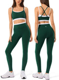 2 Pieces Workout Sets for Women,Seamless Yoga Leggings with Padded Sports Bras,Athletic Matching Outfits,Gym,Casual