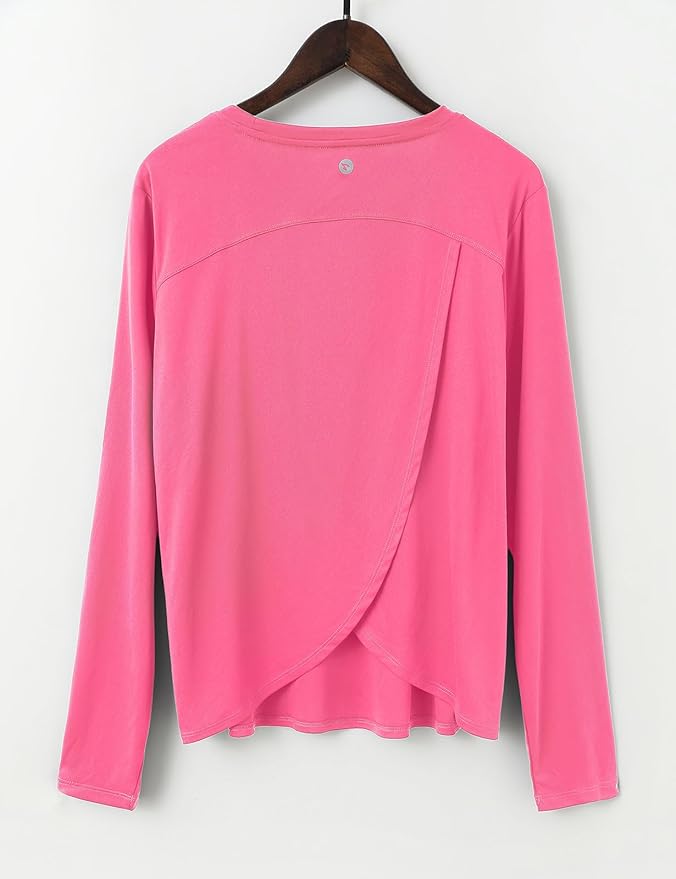 baleaf Women's Running Sun Shirts Long Sleeve UPF 50+ Workout Tops UV Athletic Split Back Quick Dry Lightweight