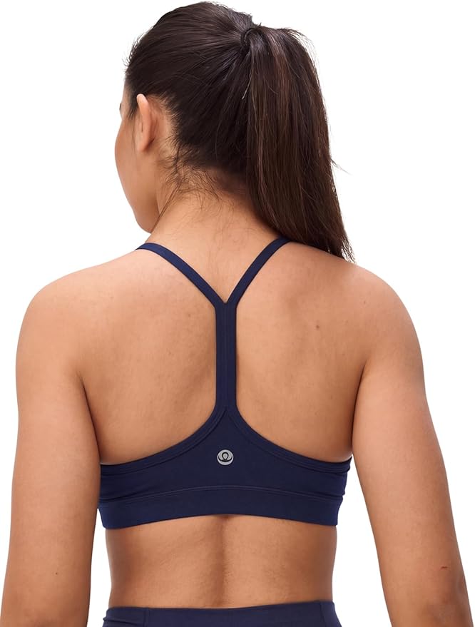 Womens Y Back Padded Sports Bra Strappy U Neck Butter Soft Low Impact Workout Bras Yoga Pilates Walking