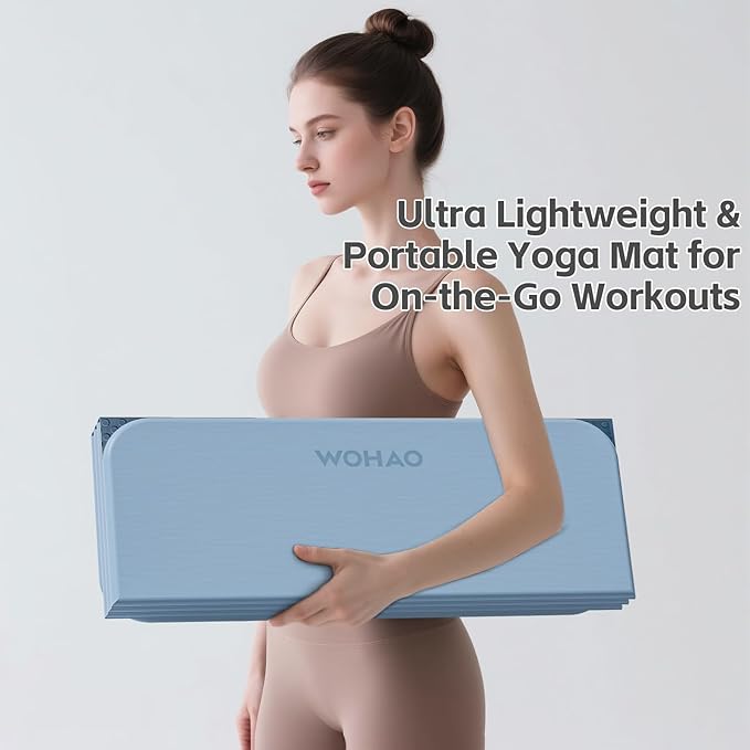 7-Fold Yoga Mat 70"x24" - 1/2 Inch Thick Folding Exercise Mat, Compact Non-Slip TPE Mat for Travel, Storage, Yoga & Home Gym, Lightweight & Portable